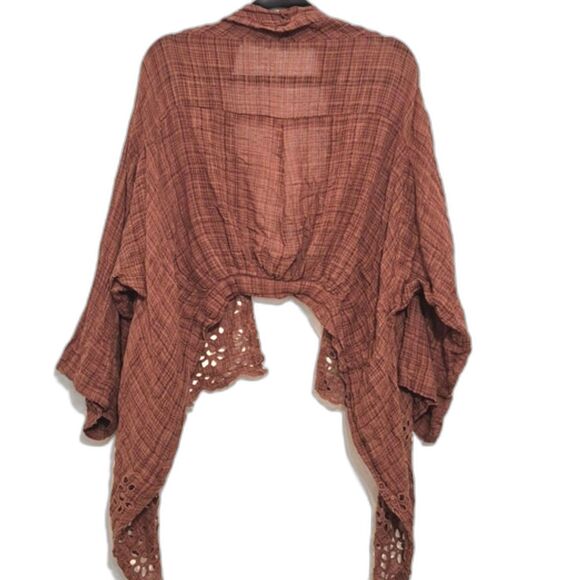 Free People One Kimono Shrug XS/ S Amaira Eyelet Open Front Cardigan Mauve Boho - Picture 11 of 11